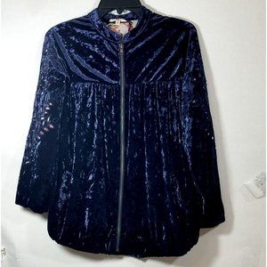 Entro Jacket Womens Size Medium blue Navy cut-out detail super soft zip up loose